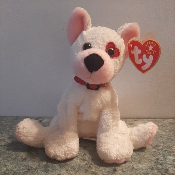 Cupid the Valentines Day Dog Ty Beanie Baby  Heart over  Eye Retired 2001 - Picture 3 of 13
